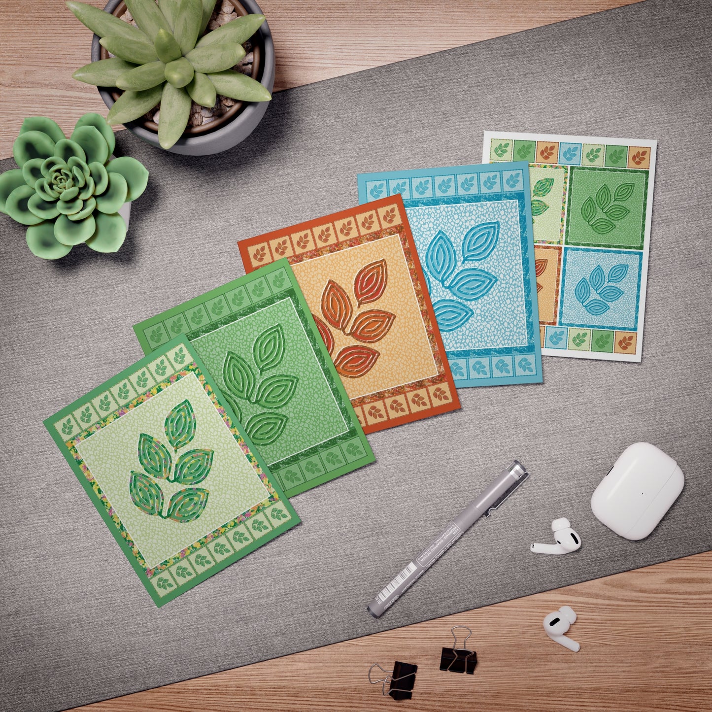 Four Seasons Foliage Greeting Cards, Blank, 5-Pack
