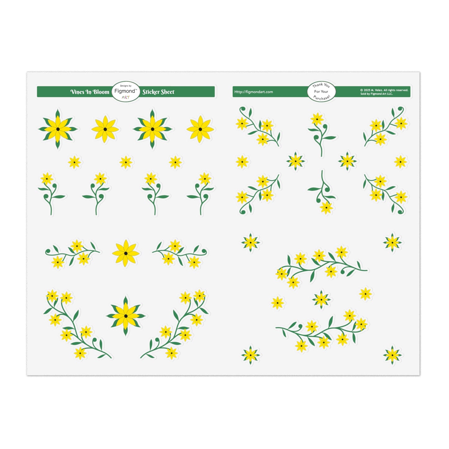 Vines in Bloom Sticker Sheet Bundle, 5pcs