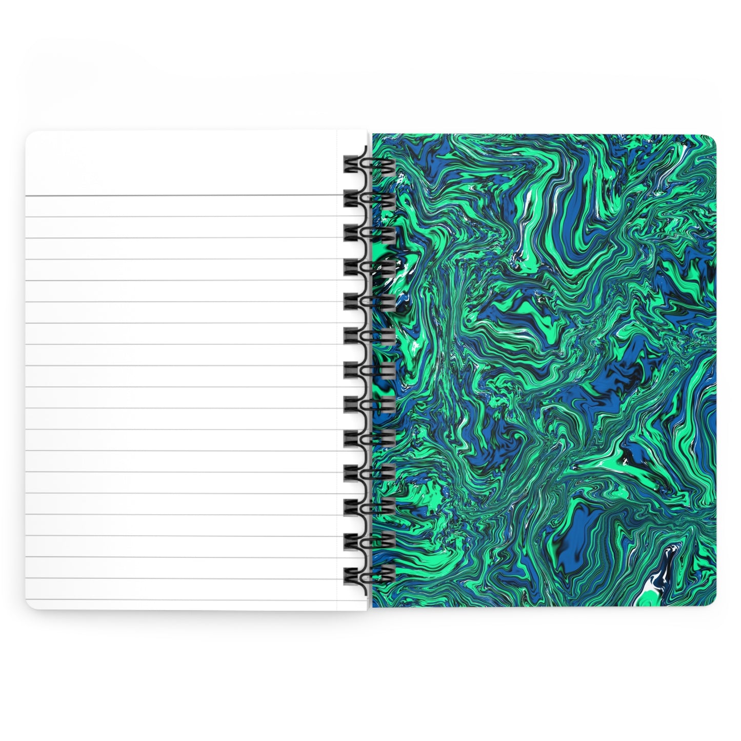 Green Marble Spiral-Bound Notebook, 5 x 7 Inches