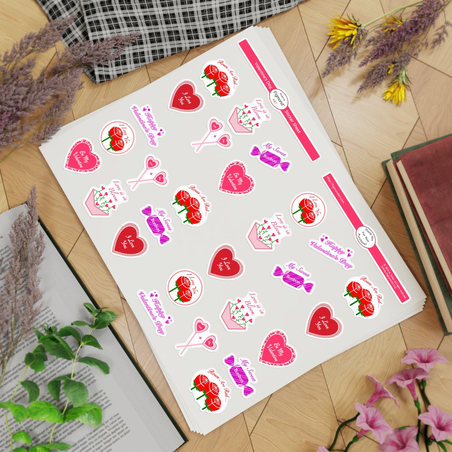 Valentine’s Day Sticker Sheet Bundle, 5pcs