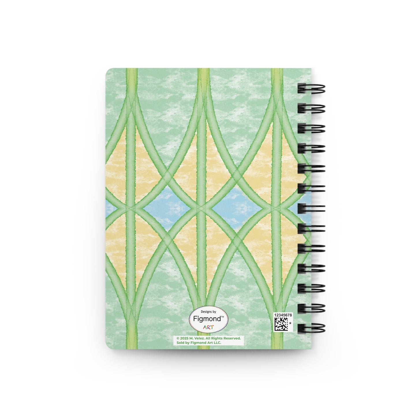 Yellow Webbed Spears Spiral-Bound Notebook, 5 x 7 Inches