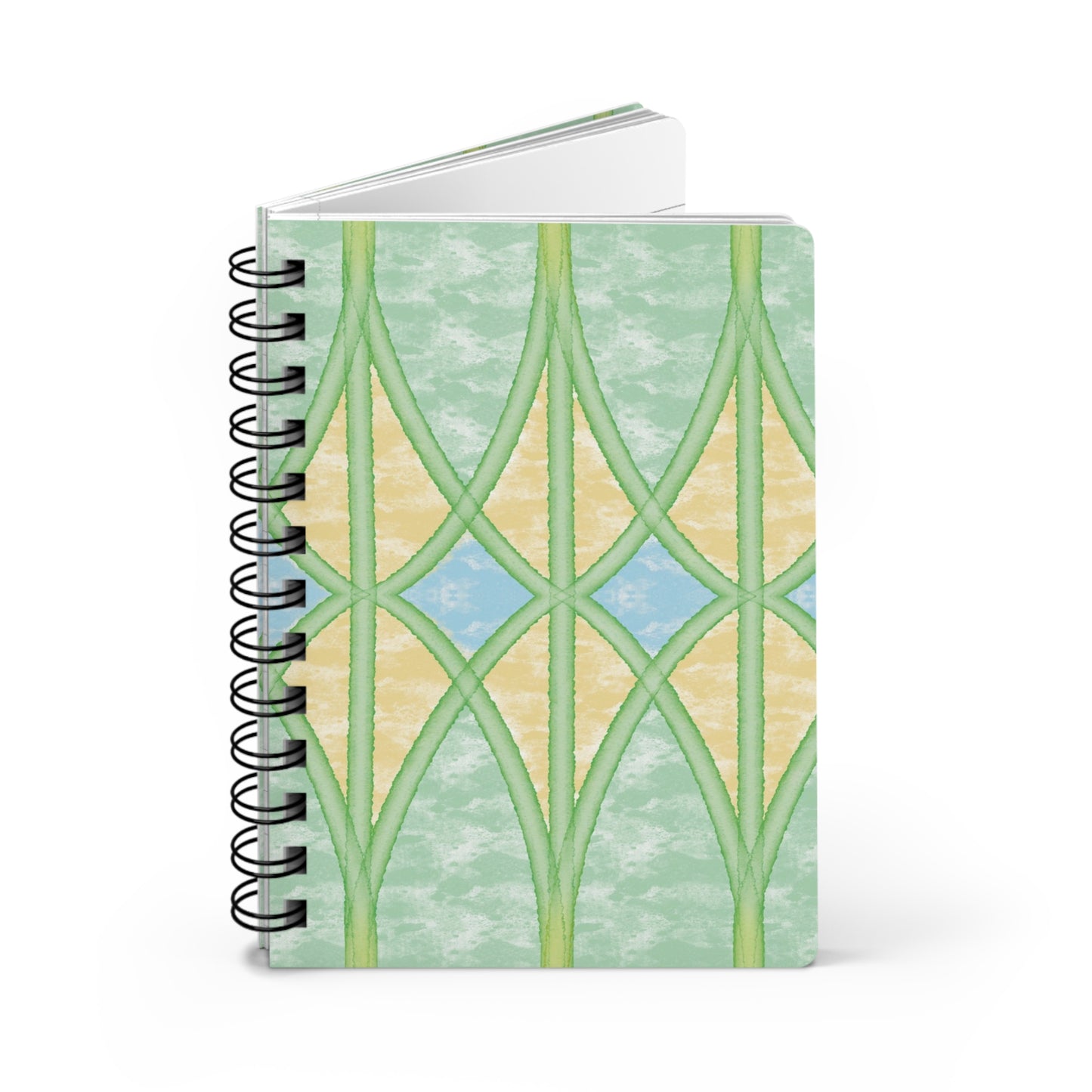 Yellow Webbed Spears Spiral-Bound Notebook, 5 x 7 Inches
