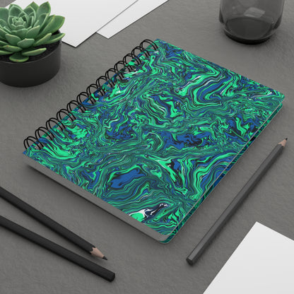 Green Marble Spiral-Bound Notebook, 5 x 7 Inches