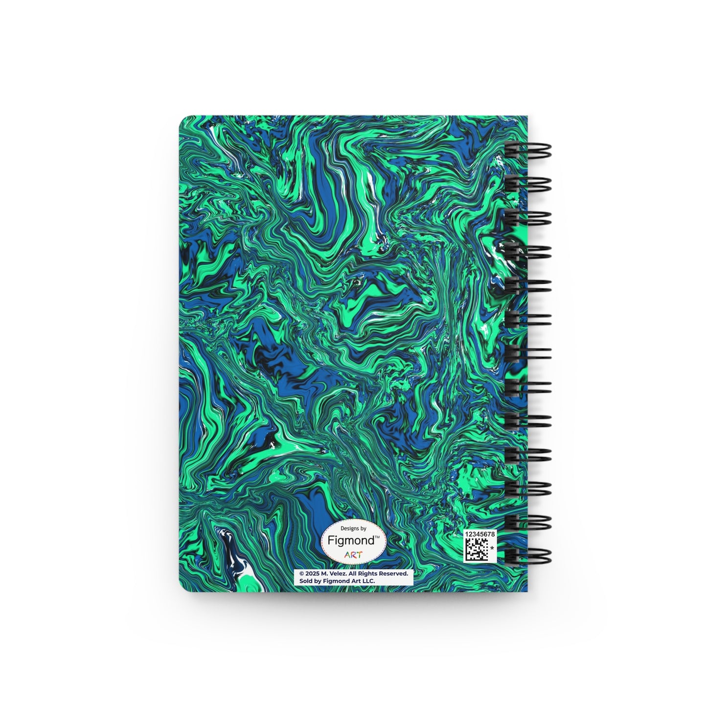 Green Marble Spiral-Bound Notebook, 5 x 7 Inches