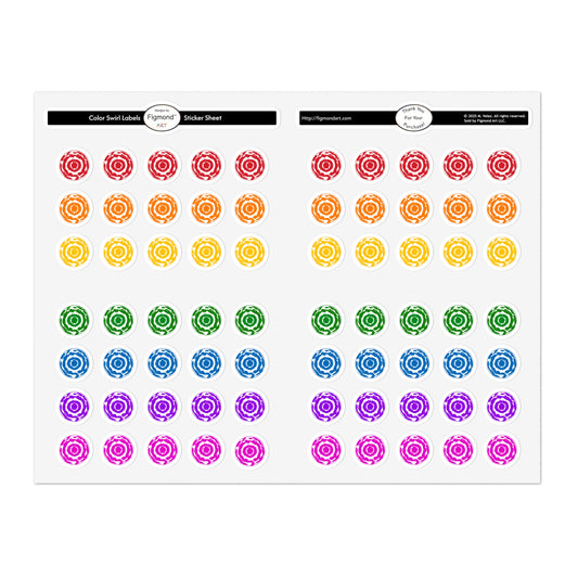 Color Swirl Labels Sticker Sheet Bundle, 5pcs