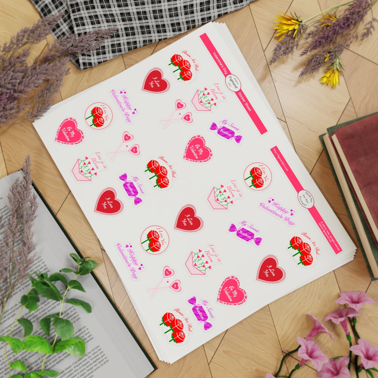Valentine’s Day Sticker Sheet Bundle, 5pcs