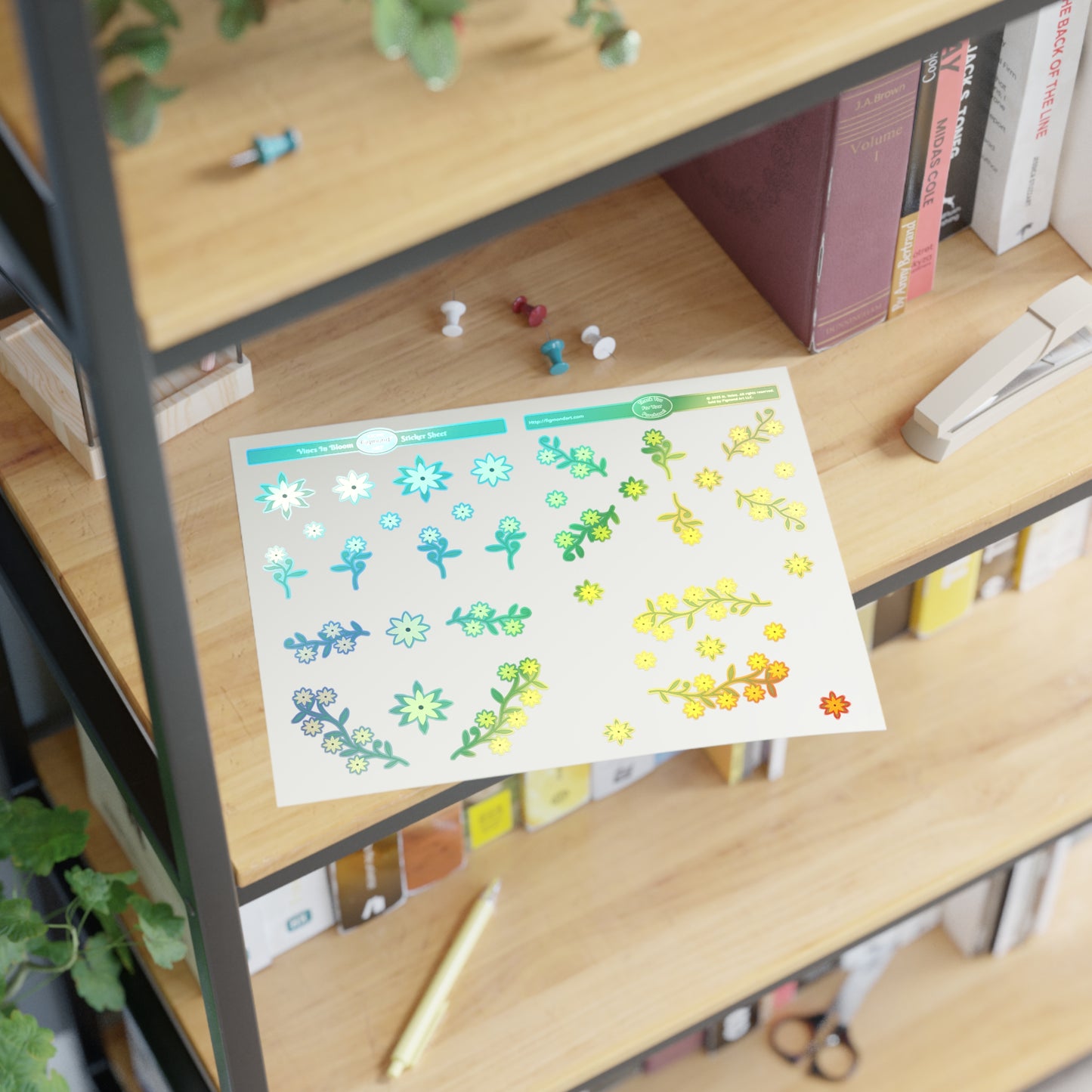 Vines in Bloom Sticker Sheet, 1pc