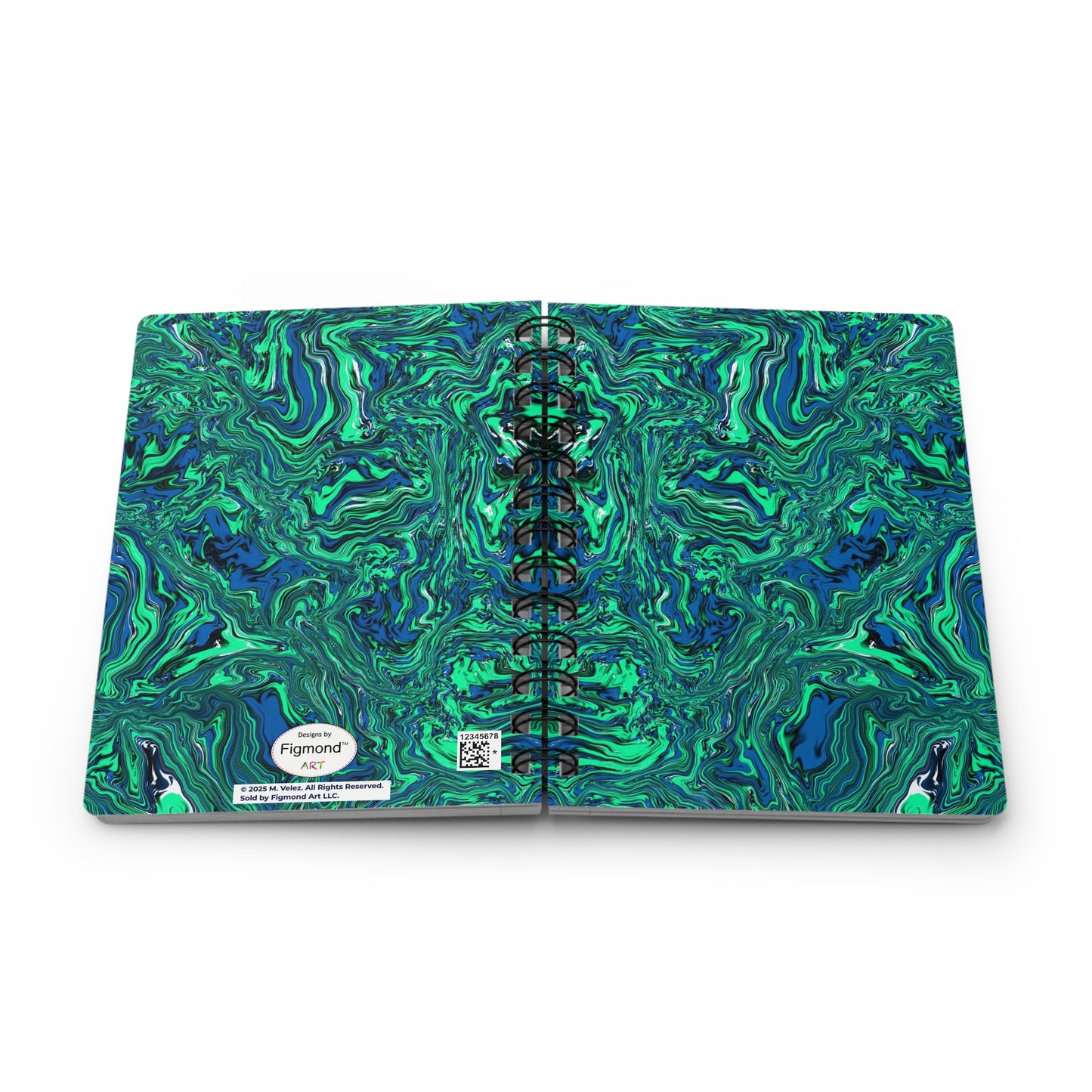 Green Marble Spiral-Bound Notebook, 5 x 7 Inches
