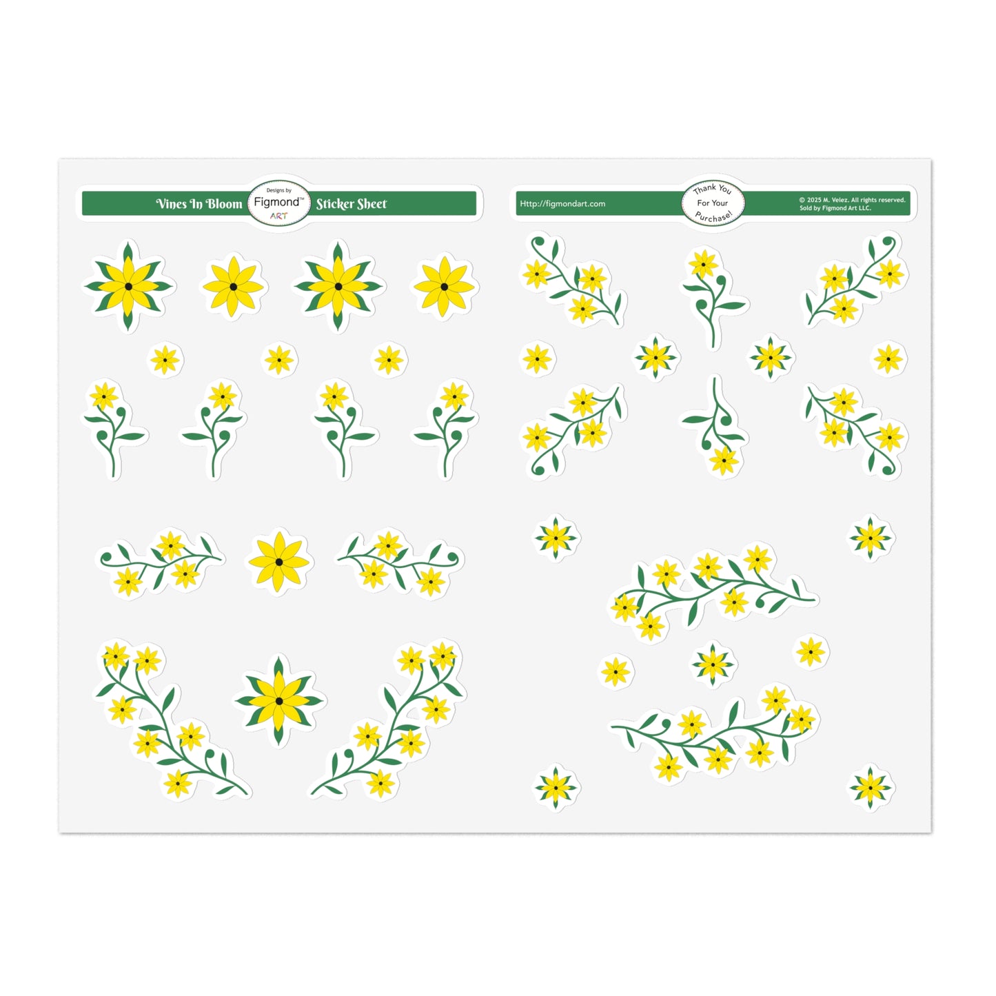 Vines in Bloom Sticker Sheet Bundle, 5pcs