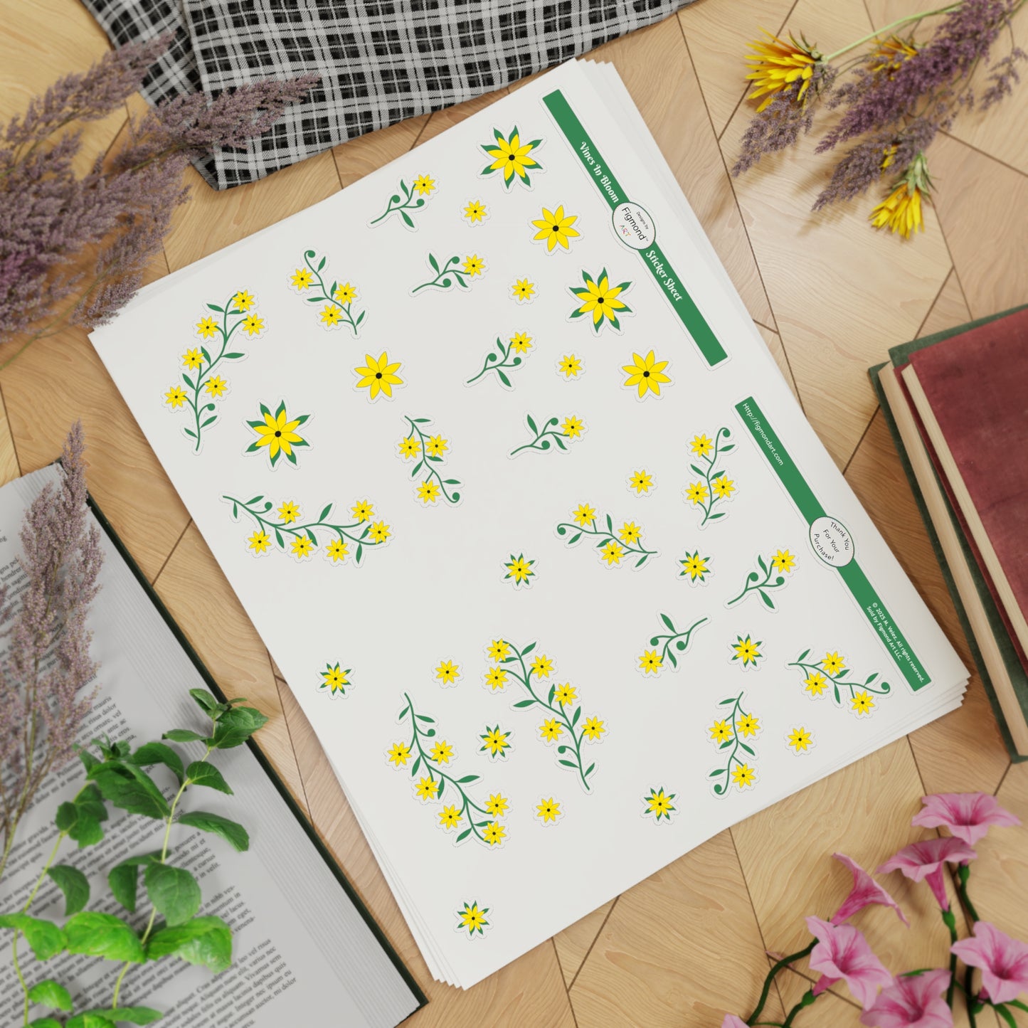 Vines in Bloom Sticker Sheet Bundle, 5pcs