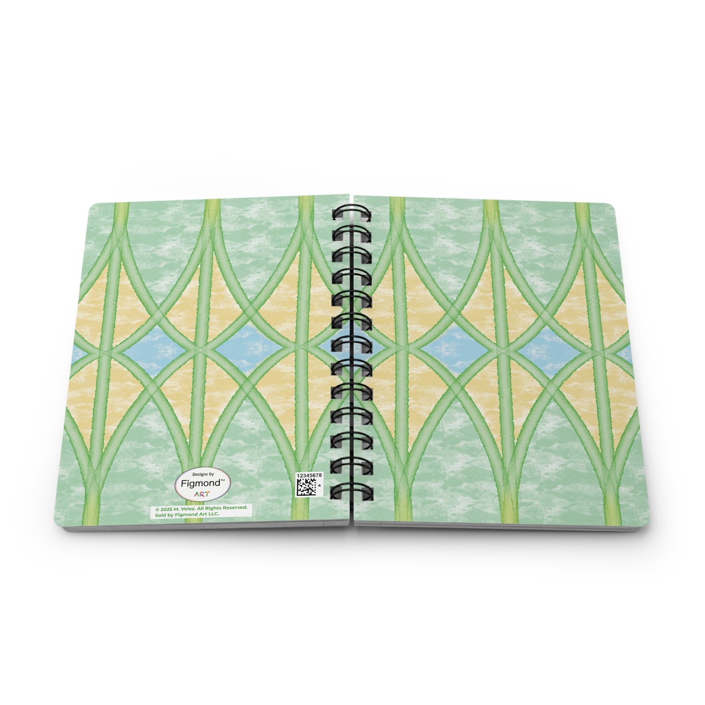 Yellow Webbed Spears Spiral-Bound Notebook, 5 x 7 Inches