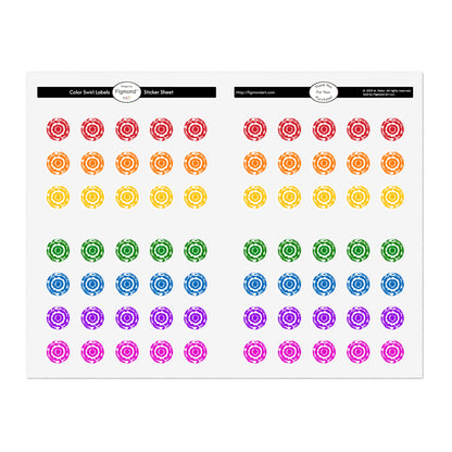 Color Swirl Labels Sticker Sheet, 1pc