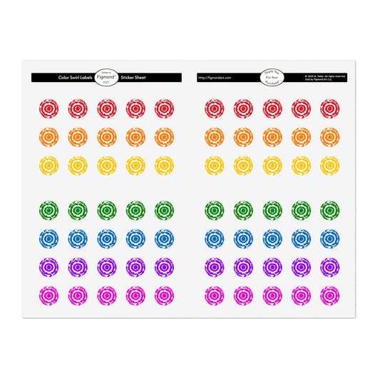 Color Swirl Labels Sticker Sheet, 1pc