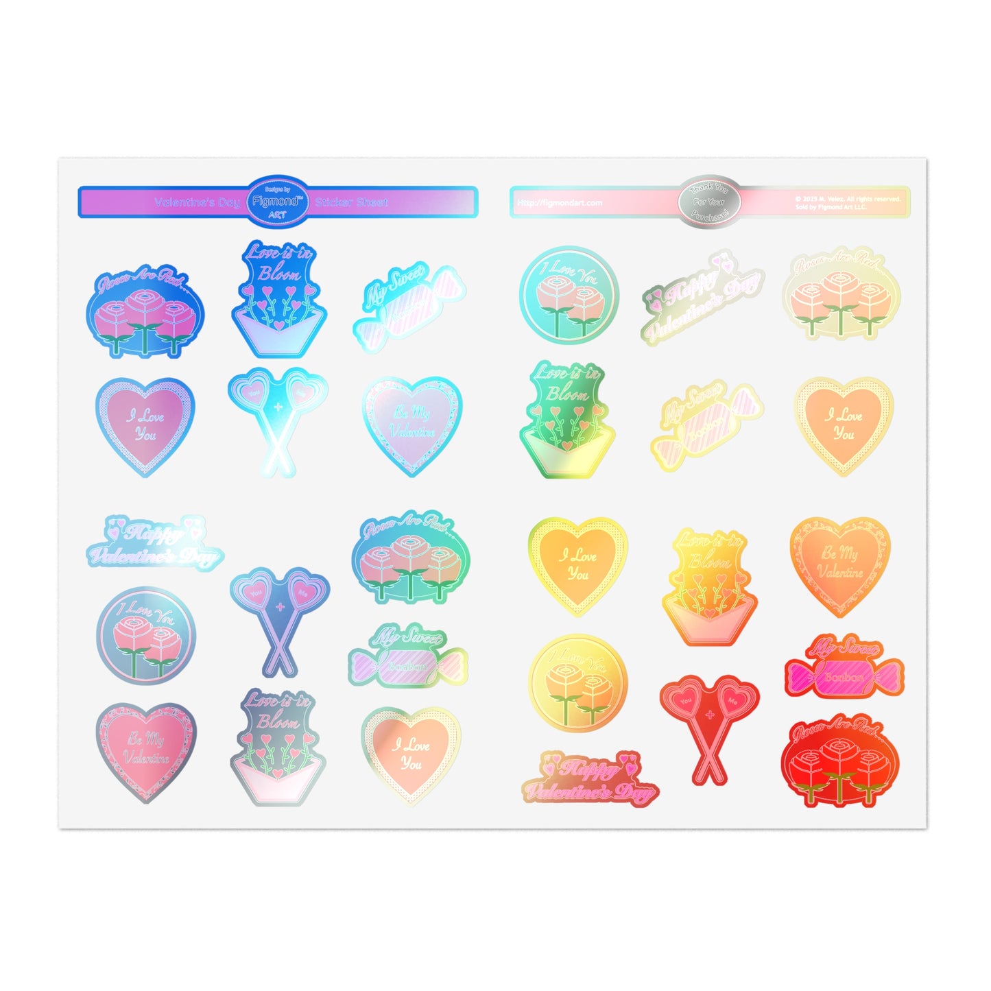 Valentine’s Day Sticker Sheet, 1pc