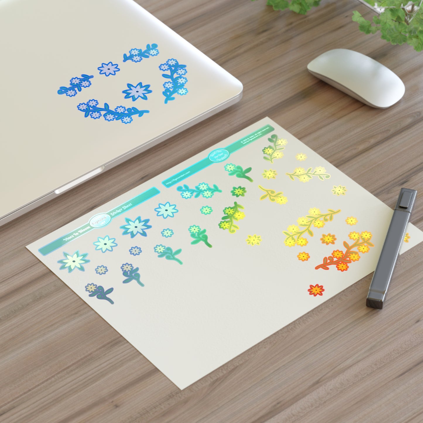 Vines in Bloom Sticker Sheet, 1pc