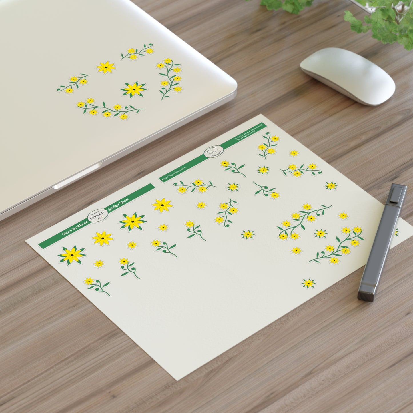 Vines in Bloom Sticker Sheet, 1pc