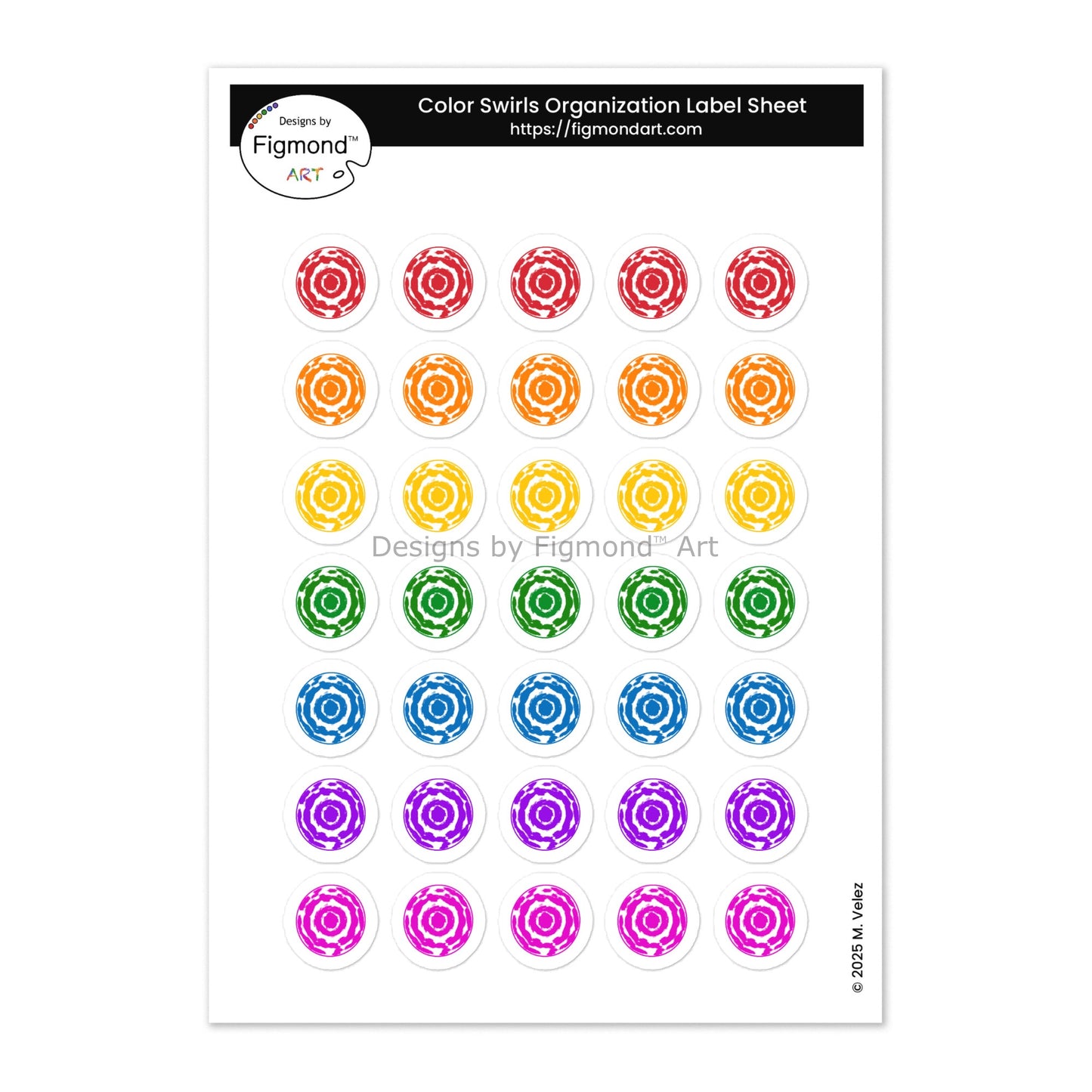 Color Swirl Labels Sticker Sheet