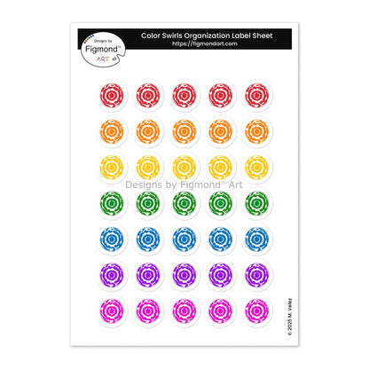 Color Swirl Labels Sticker Sheet