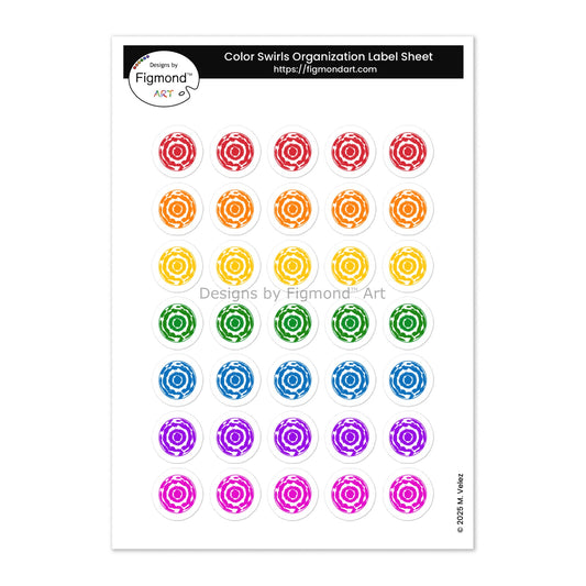 Color Swirl Labels Sticker Sheet