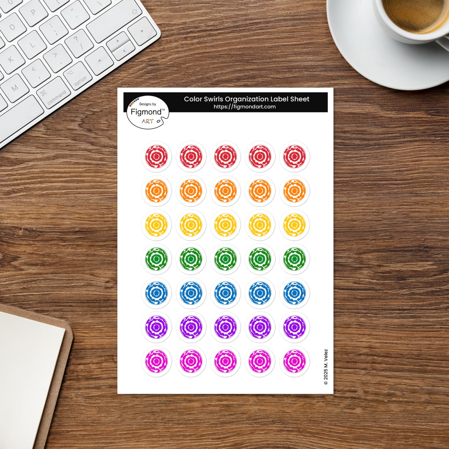 Color Swirl Labels Sticker Sheet