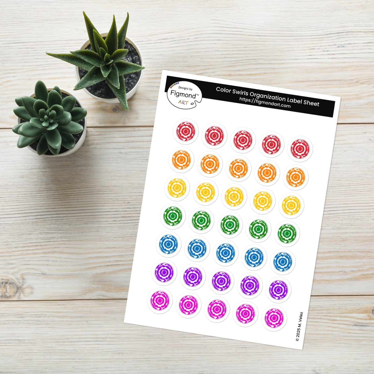 Color Swirl Labels Sticker Sheet