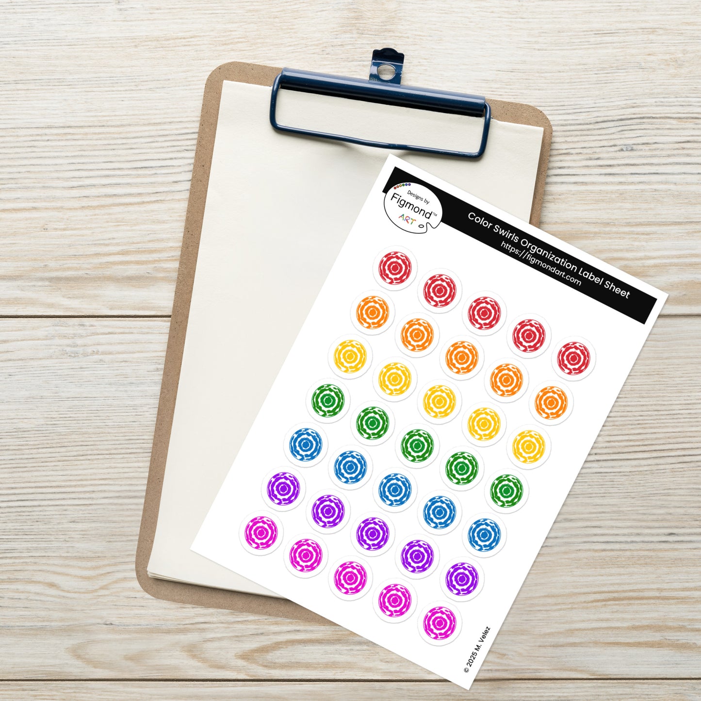 Color Swirl Labels Sticker Sheet