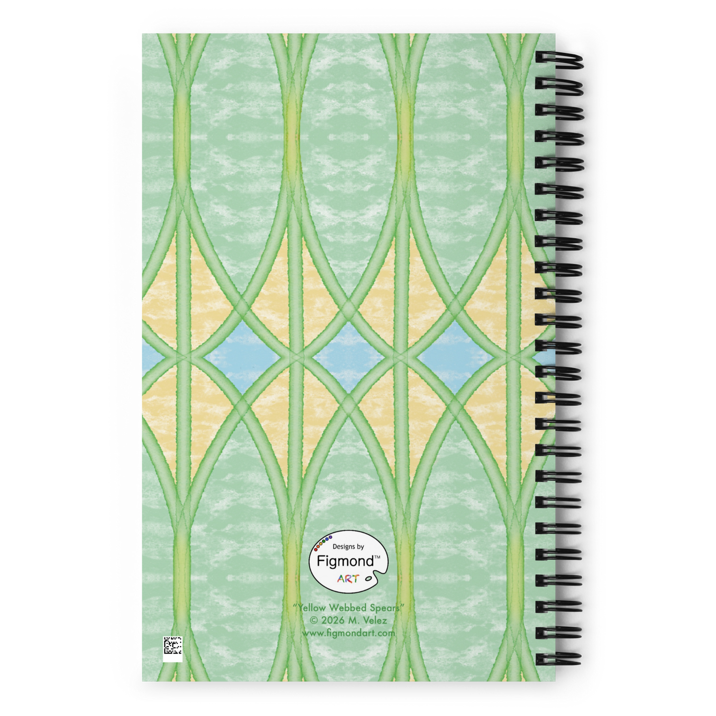 Yellow Webbed Spears Spiral Notebook, 5.5 x 8.5 Inches, Dotted Pages