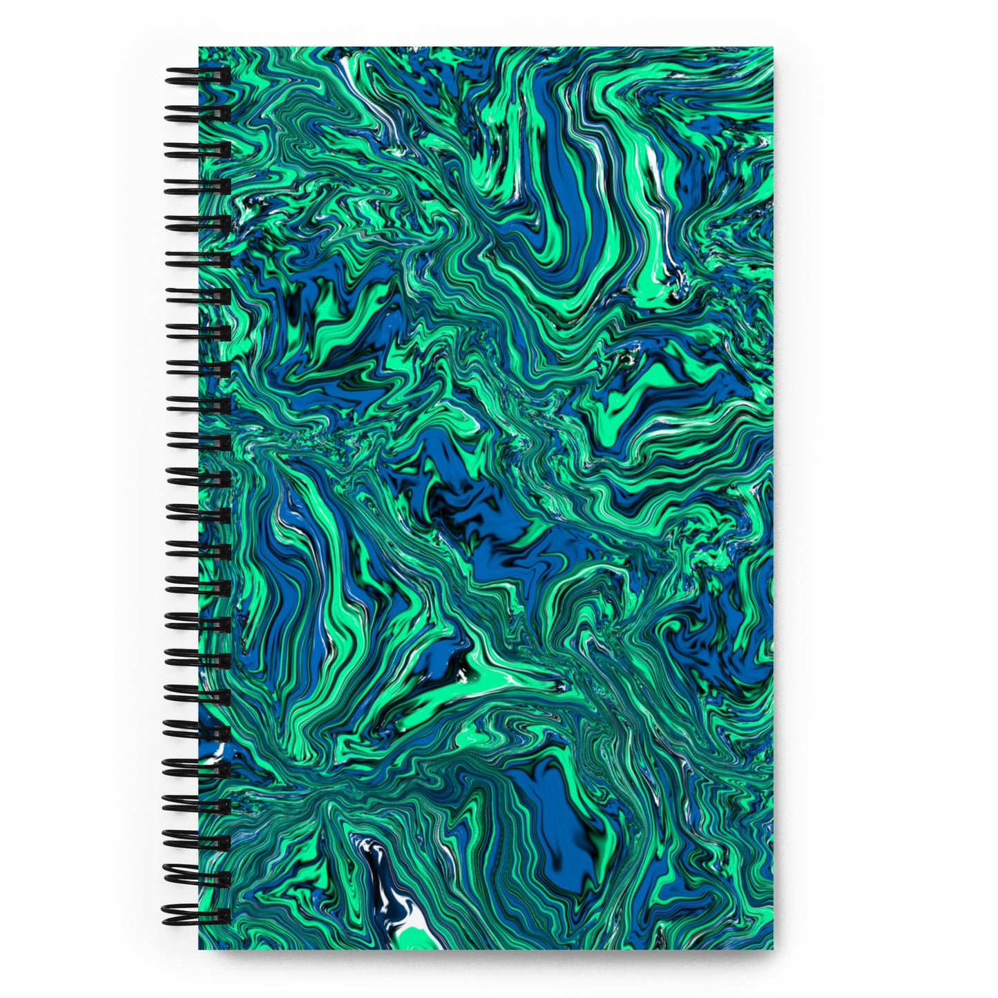 Green Marble Spiral Notebook, 5.5 x 8.5 Inches, Dotted Pages