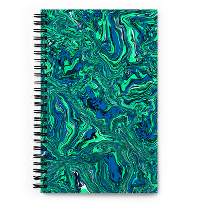 Green Marble Spiral Notebook, 5.5 x 8.5 Inches, Dotted Pages