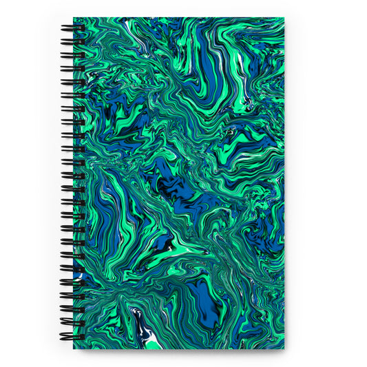 Green Marble Spiral Notebook, 5.5 x 8.5 Inches, Dotted Pages