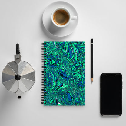 Green Marble Spiral Notebook, 5.5 x 8.5 Inches, Dotted Pages