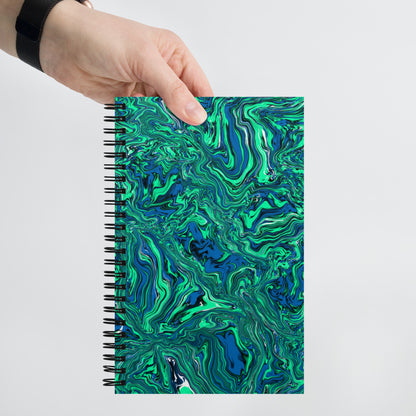 Green Marble Spiral Notebook, 5.5 x 8.5 Inches, Dotted Pages