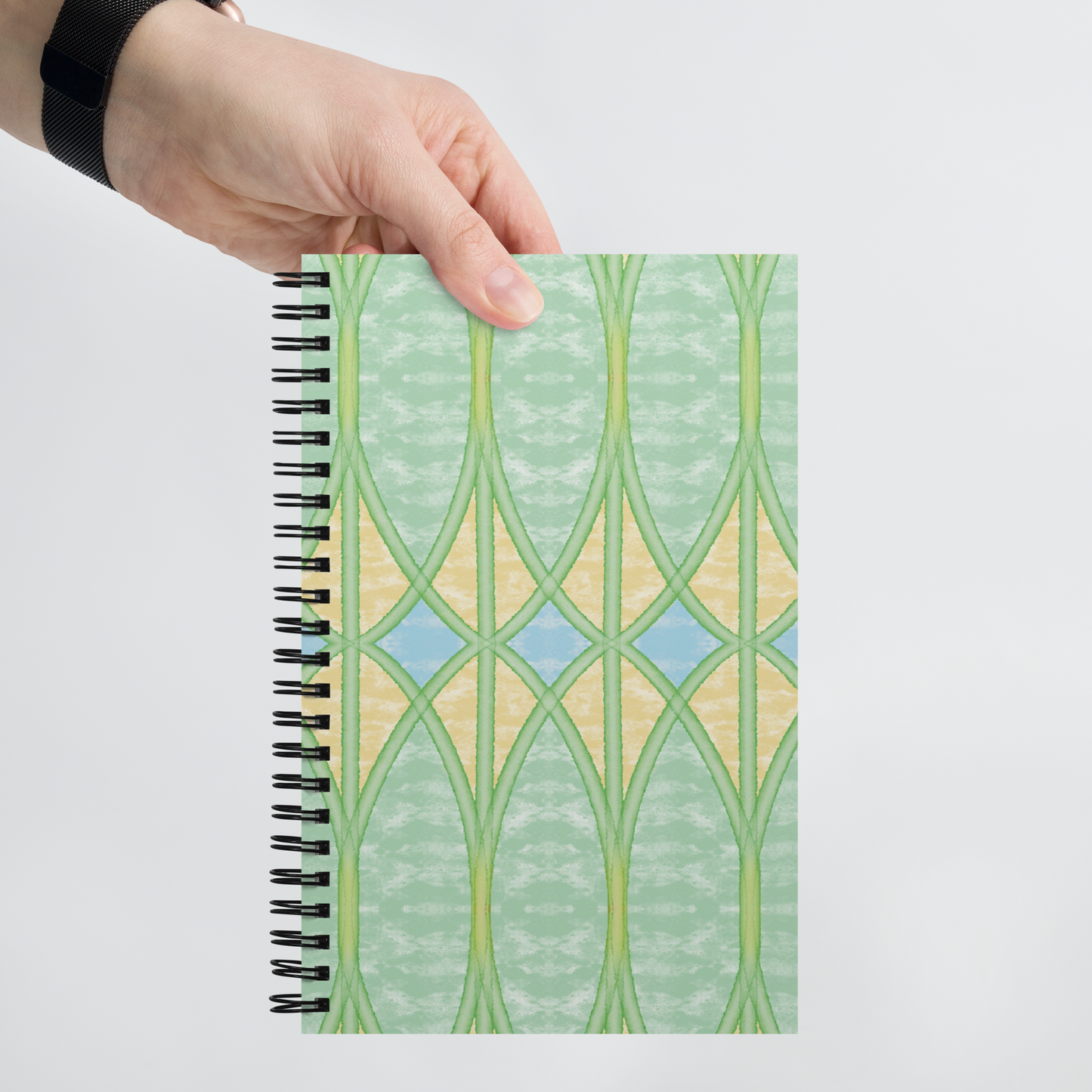 Yellow Webbed Spears Spiral Notebook, 5.5 x 8.5 Inches, Dotted Pages