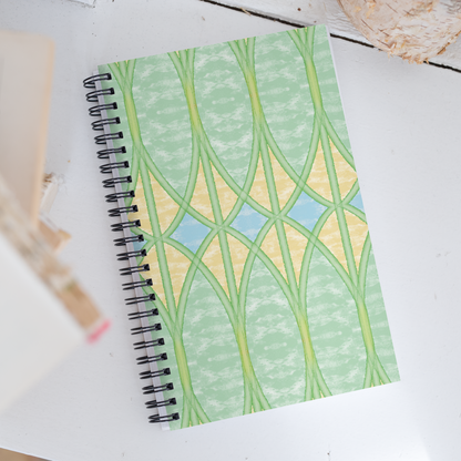 Yellow Webbed Spears Spiral Notebook, 5.5 x 8.5 Inches, Dotted Pages