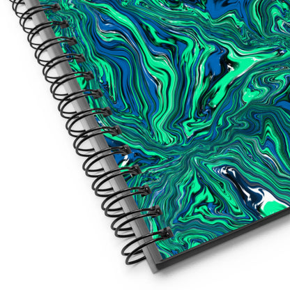 Green Marble Spiral Notebook, 5.5 x 8.5 Inches, Dotted Pages